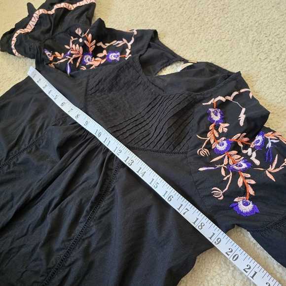 Free People Black Mini Dress with Purple Embroidery - Picture 12 of 16